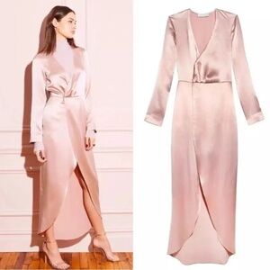 Fleur du Mal Light Pink Silk Wrap Dress XS NWOT